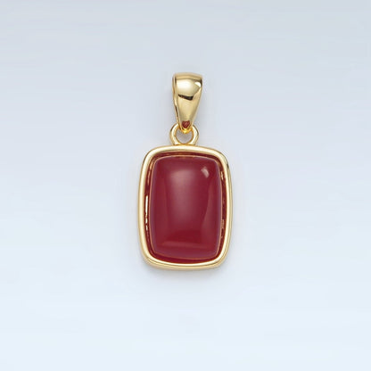 24K Gold Filled 18mm Natural Gemstone Rectangular Bezel Pendant | AA1402 - A1406