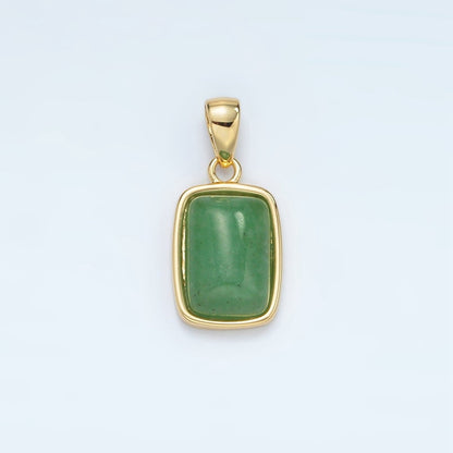 24K Gold Filled 18mm Natural Gemstone Rectangular Bezel Pendant | AA1402 - A1406