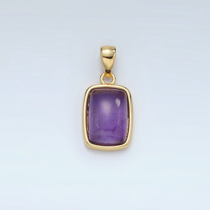 24K Gold Filled 18mm Natural Gemstone Rectangular Bezel Pendant | AA1402 - A1406