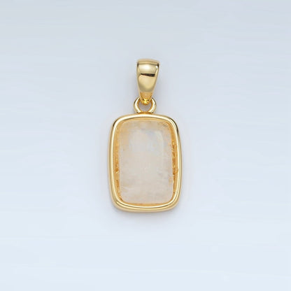24K Gold Filled 18mm Natural Gemstone Rectangular Bezel Pendant | AA1402 - A1406