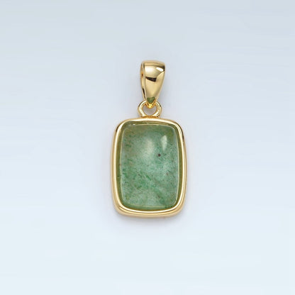 24K Gold Filled 18mm Natural Gemstone Rectangular Bezel Pendant | AA1402 - A1406
