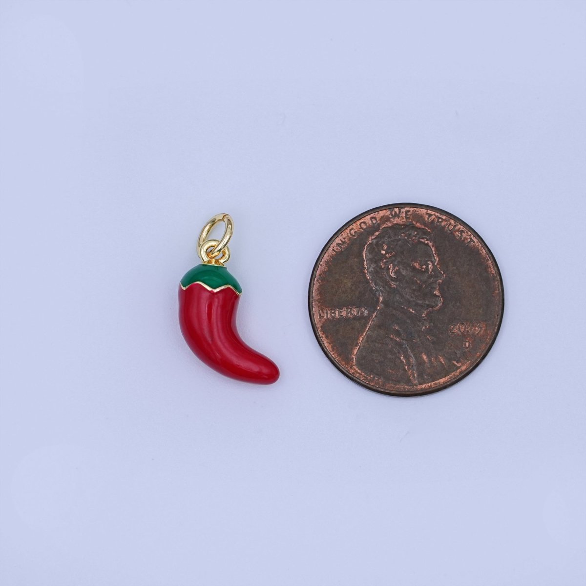 24K Gold Filled 14mm Red Enamel Chili Fresno Charm | X117