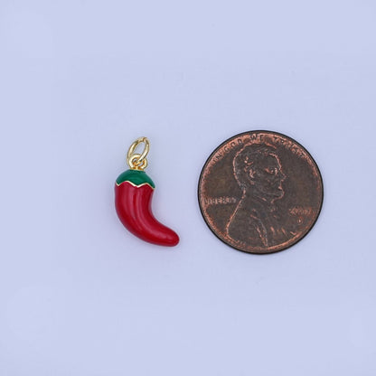 24K Gold Filled 14mm Red Enamel Chili Fresno Charm | X117