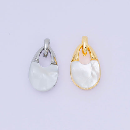 24K Gold Filled 14mm Shell Pearl Mini Padlock Charm Abstract Pendant in Gold &amp; Silver | AA-1582