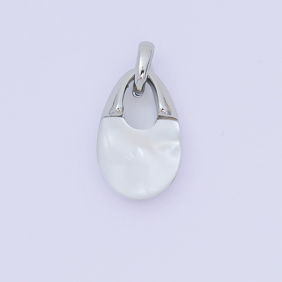 24K Gold Filled 14mm Shell Pearl Mini Padlock Charm Abstract Pendant in Gold &amp; Silver | AA-1582