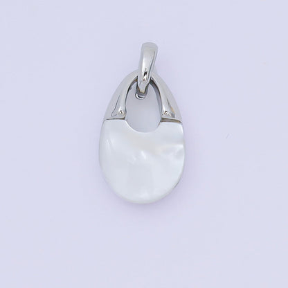 24K Gold Filled 14mm Shell Pearl Mini Padlock Charm Abstract Pendant in Gold &amp; Silver | AA-1582