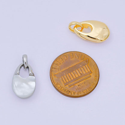 24K Gold Filled 14mm Shell Pearl Mini Padlock Charm Abstract Pendant in Gold &amp; Silver | AA-1582