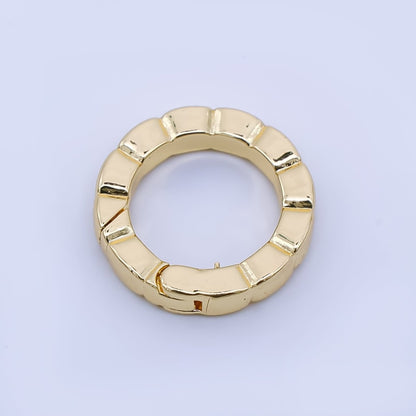 24K Gold Filled 15.5mm Ribbed Lined Push Gate Finding | Z1346