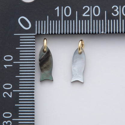 24K Gold Filled 15mm Abalobe Gemstone Fish Charm | D264