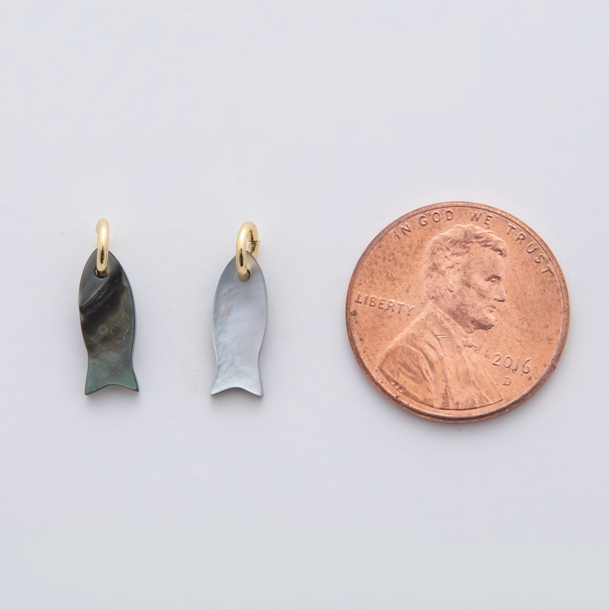 24K Gold Filled 15mm Abalobe Gemstone Fish Charm | D264
