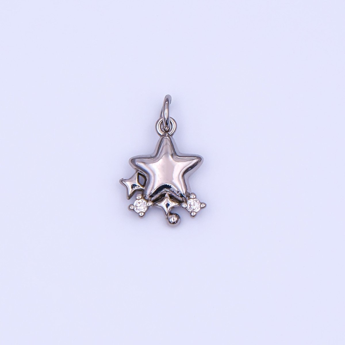 24K Gold Filled 15mm Clear CZ Twinkle Trio Five Stars Points Charm in Gold &amp; Silver | AF498