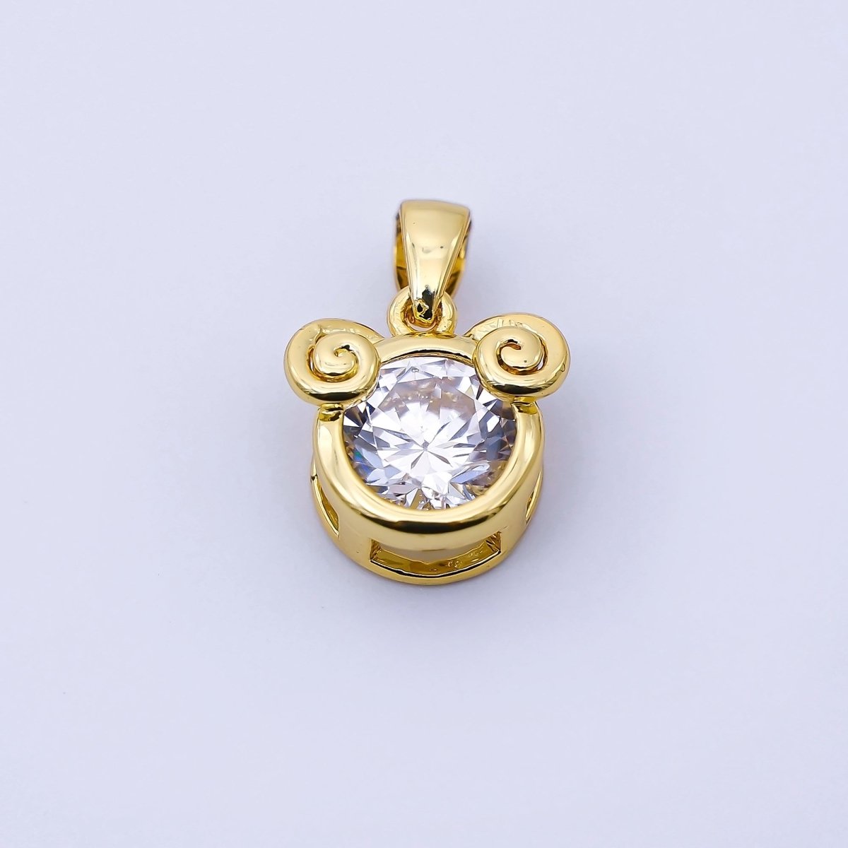 24K Gold Filled 15mm Clear CZ Zodiac Sign Pendant | A1352 - A1357