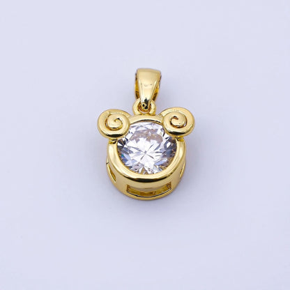 24K Gold Filled 15mm Clear CZ Zodiac Sign Pendant | A1352 - A1357