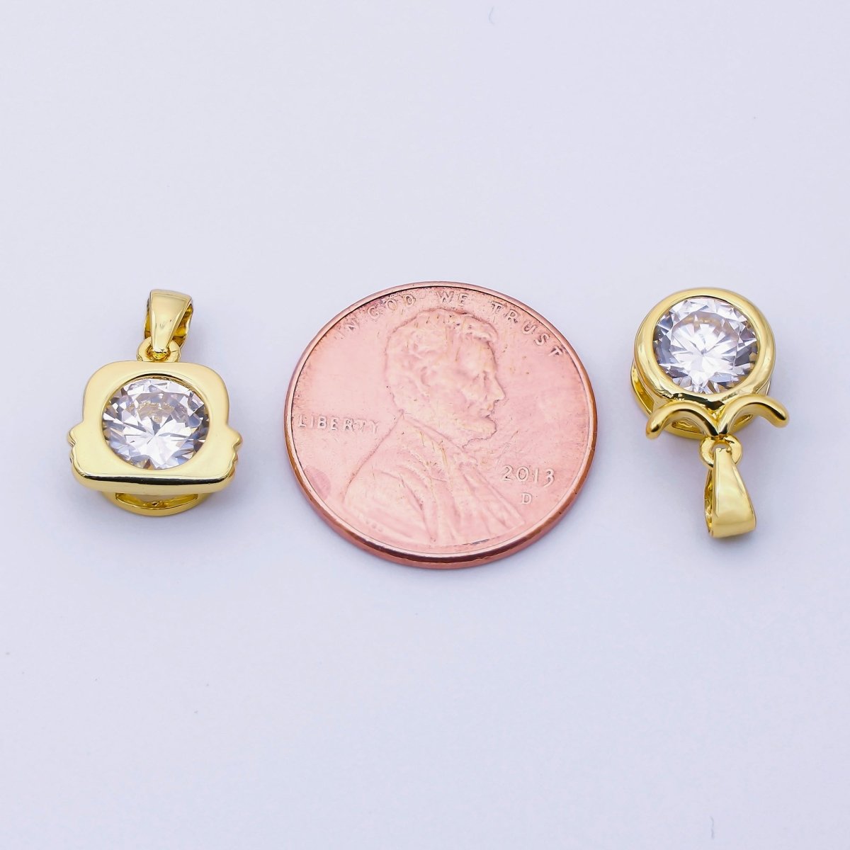 24K Gold Filled 15mm Clear CZ Zodiac Sign Pendant | A1352 - A1357