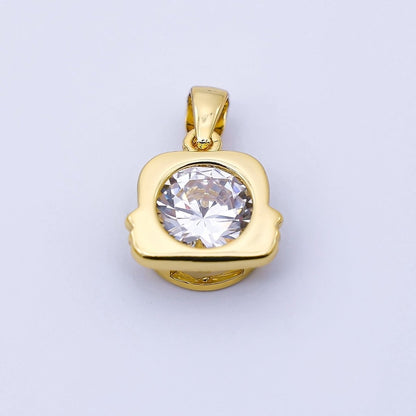 24K Gold Filled 15mm Clear CZ Zodiac Sign Pendant | A1352 - A1357