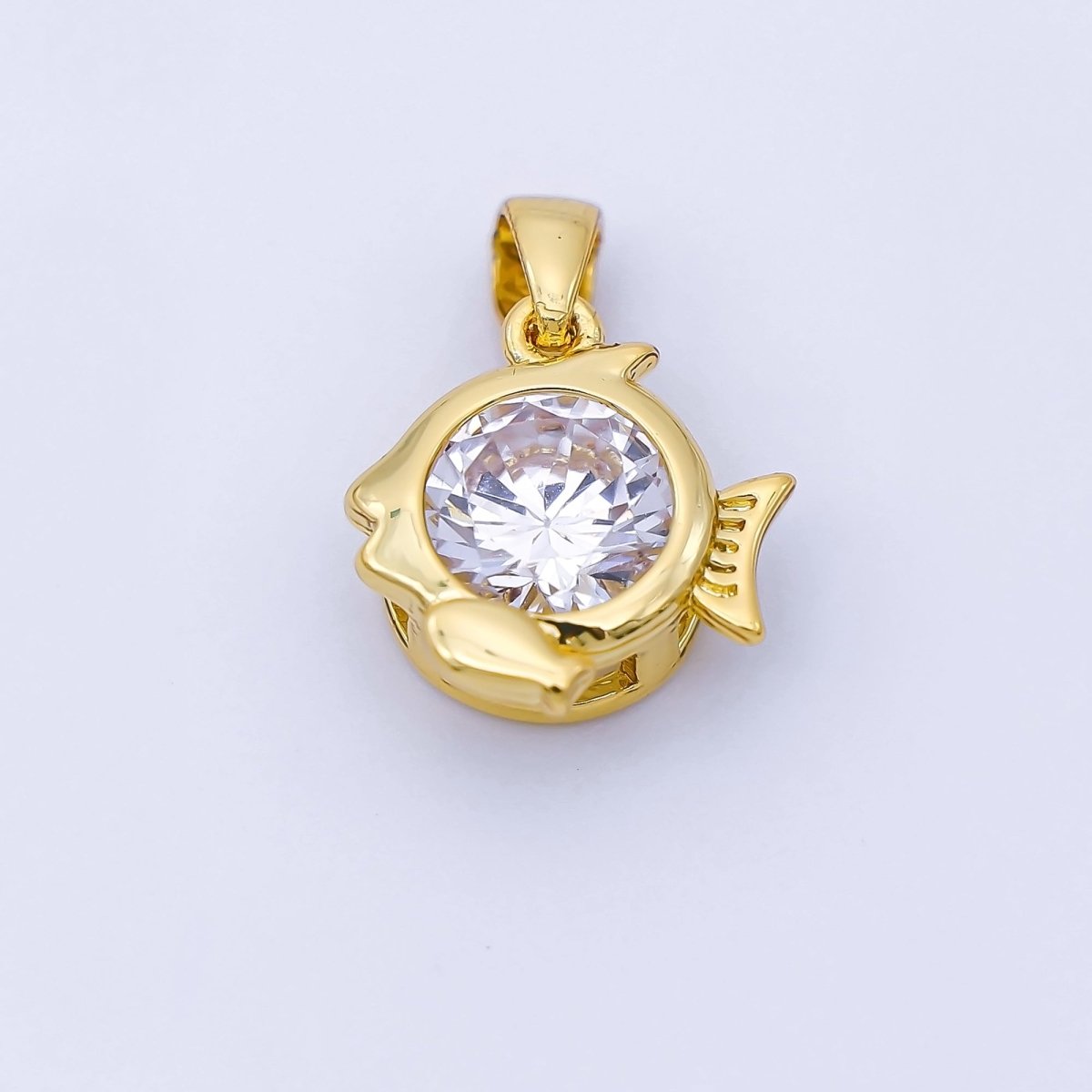24K Gold Filled 15mm Clear CZ Zodiac Sign Pendant | A1352 - A1357