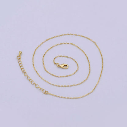 24K Gold Filled 1.5mm Dainty Cable 18 Inch Layering Chain Necklace w. Extender | WA-792