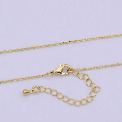 24K Gold Filled 1.5mm Dainty Cable 18 Inch Layering Chain Necklace w. Extender | WA-792