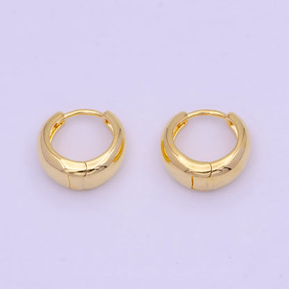 24K Gold Filled 15mm Dome Minimalist Huggie Hoop Earrings Q-010