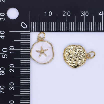 24K Gold Filled 15mm Enamel Floating Sea Starfish Charm in Blue &amp; White | AF-527