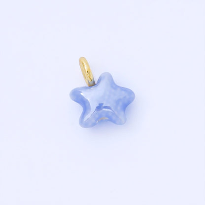 24K Gold Filled 15mm Handmade Ceramic Celestial Star Drop Charm | AF1532 - AF1539