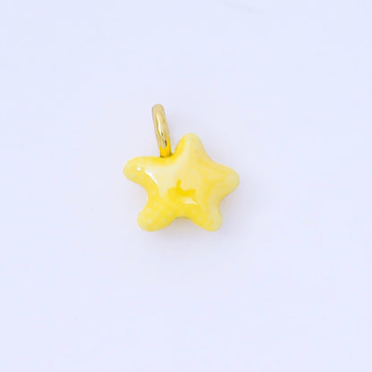 24K Gold Filled 15mm Handmade Ceramic Celestial Star Drop Charm | AF1532 - AF1539