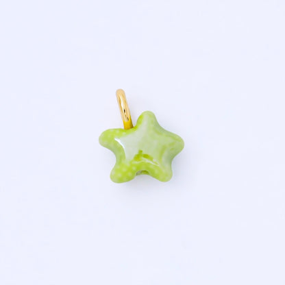 24K Gold Filled 15mm Handmade Ceramic Celestial Star Drop Charm | AF1532 - AF1539