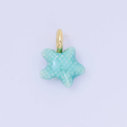 24K Gold Filled 15mm Handmade Ceramic Celestial Star Drop Charm | AF1532 - AF1539