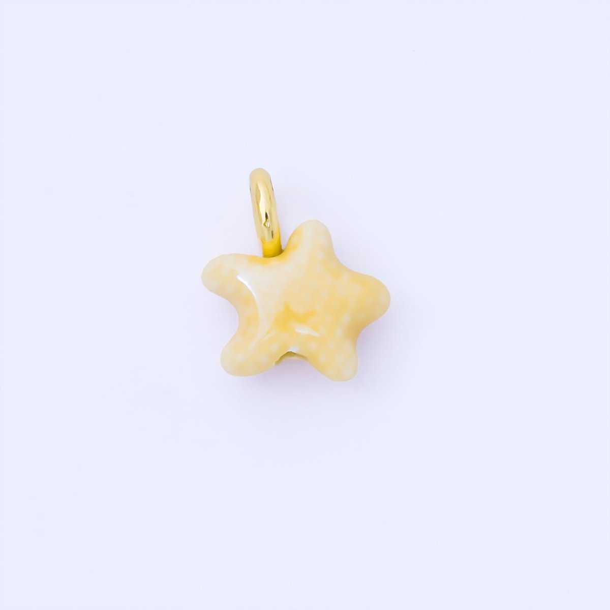 24K Gold Filled 15mm Handmade Ceramic Celestial Star Drop Charm | AF1532 - AF1539