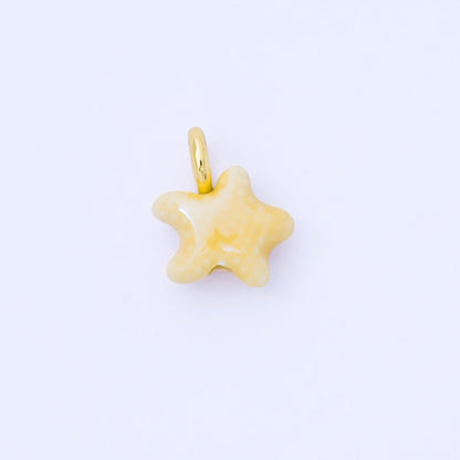 24K Gold Filled 15mm Handmade Ceramic Celestial Star Drop Charm | AF1532 - AF1539