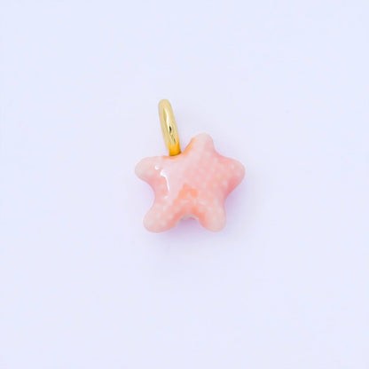 24K Gold Filled 15mm Handmade Ceramic Celestial Star Drop Charm | AF1532 - AF1539