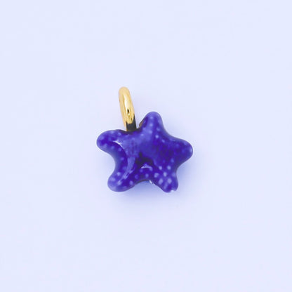 24K Gold Filled 15mm Handmade Ceramic Celestial Star Drop Charm | AF1532 - AF1539