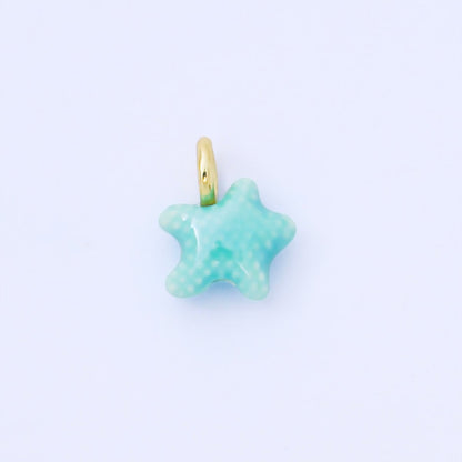 24K Gold Filled 15mm Handmade Ceramic Celestial Star Drop Charm | AF1532 - AF1539