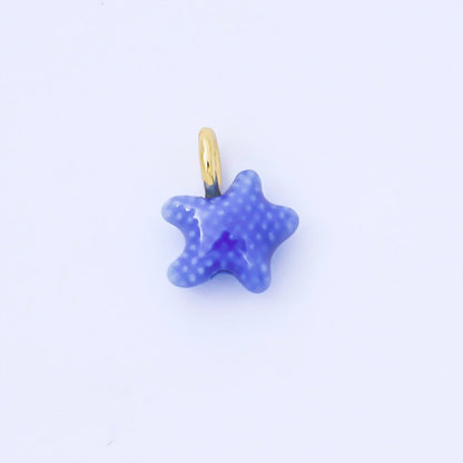 24K Gold Filled 15mm Handmade Ceramic Celestial Star Drop Charm | AF1532 - AF1539