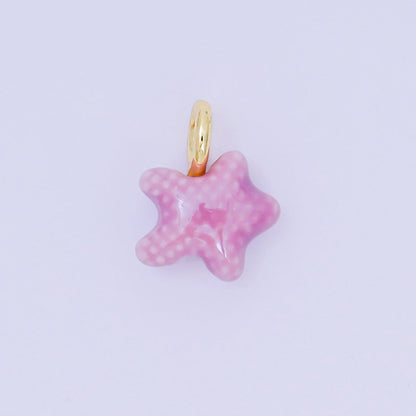 24K Gold Filled 15mm Handmade Ceramic Celestial Star Drop Charm | AF1532 - AF1539