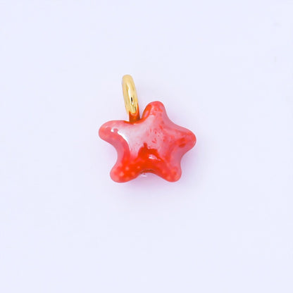 24K Gold Filled 15mm Handmade Ceramic Celestial Star Drop Charm | AF1532 - AF1539
