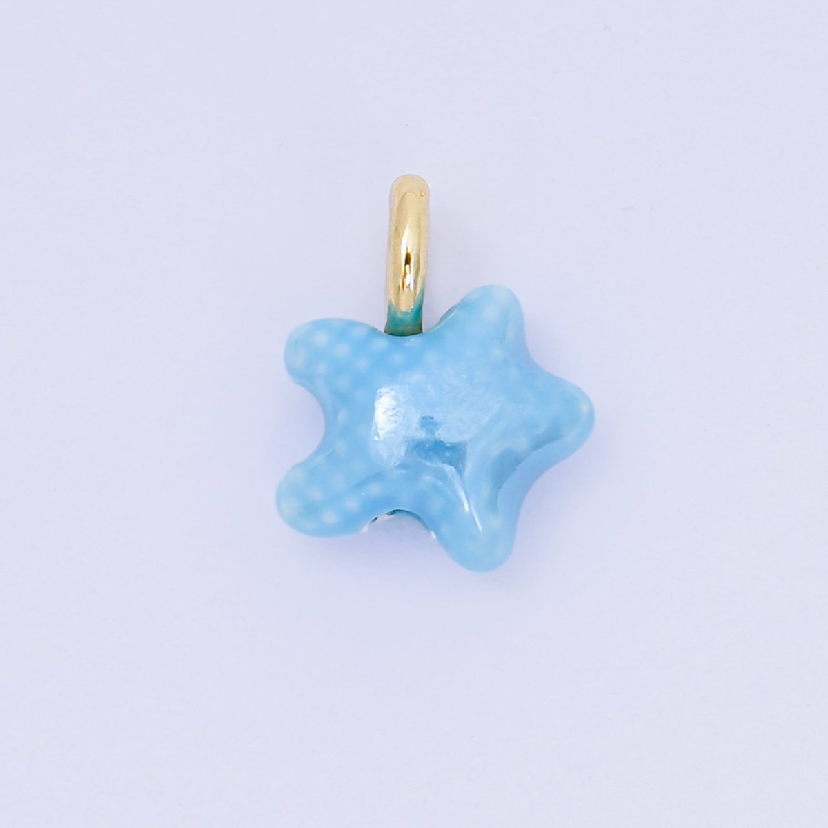 24K Gold Filled 15mm Handmade Ceramic Celestial Star Drop Charm | AF1532 - AF1539