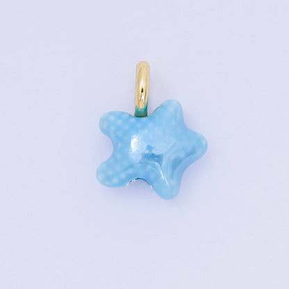 24K Gold Filled 15mm Handmade Ceramic Celestial Star Drop Charm | AF1532 - AF1539