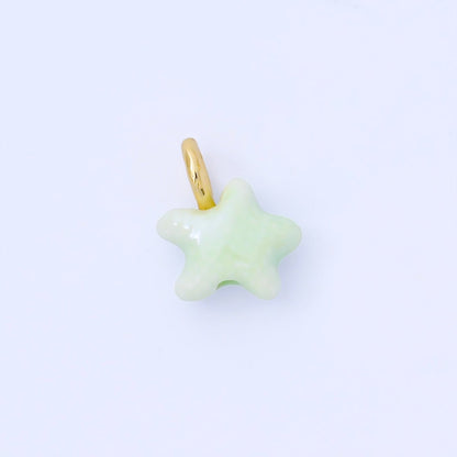 24K Gold Filled 15mm Handmade Ceramic Celestial Star Drop Charm | AF1532 - AF1539