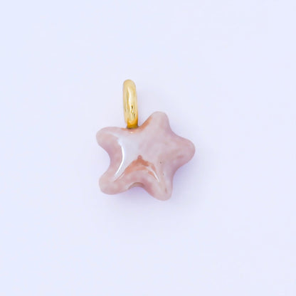 24K Gold Filled 15mm Handmade Ceramic Celestial Star Drop Charm | AF1532 - AF1539