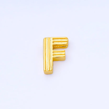 24K Gold Filled 15mm Initial Letter Alphabet Groovy Initial Spacer Bead | AF066 - AF078