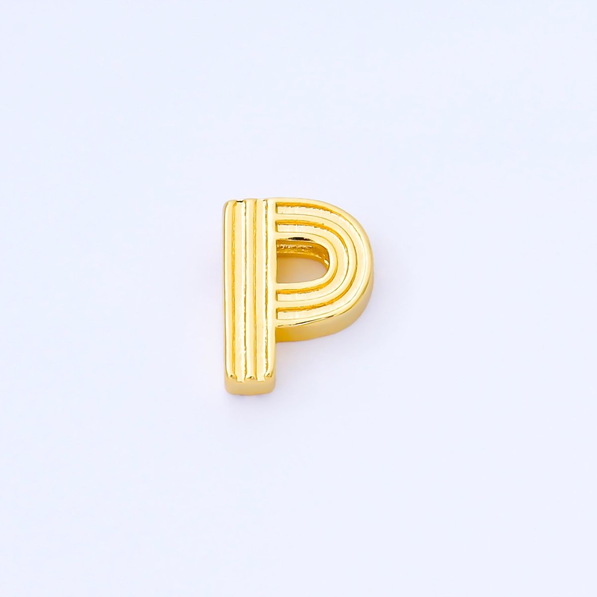 24K Gold Filled 15mm Initial Letter Alphabet Groovy Initial Spacer Bead | AF066 - AF078