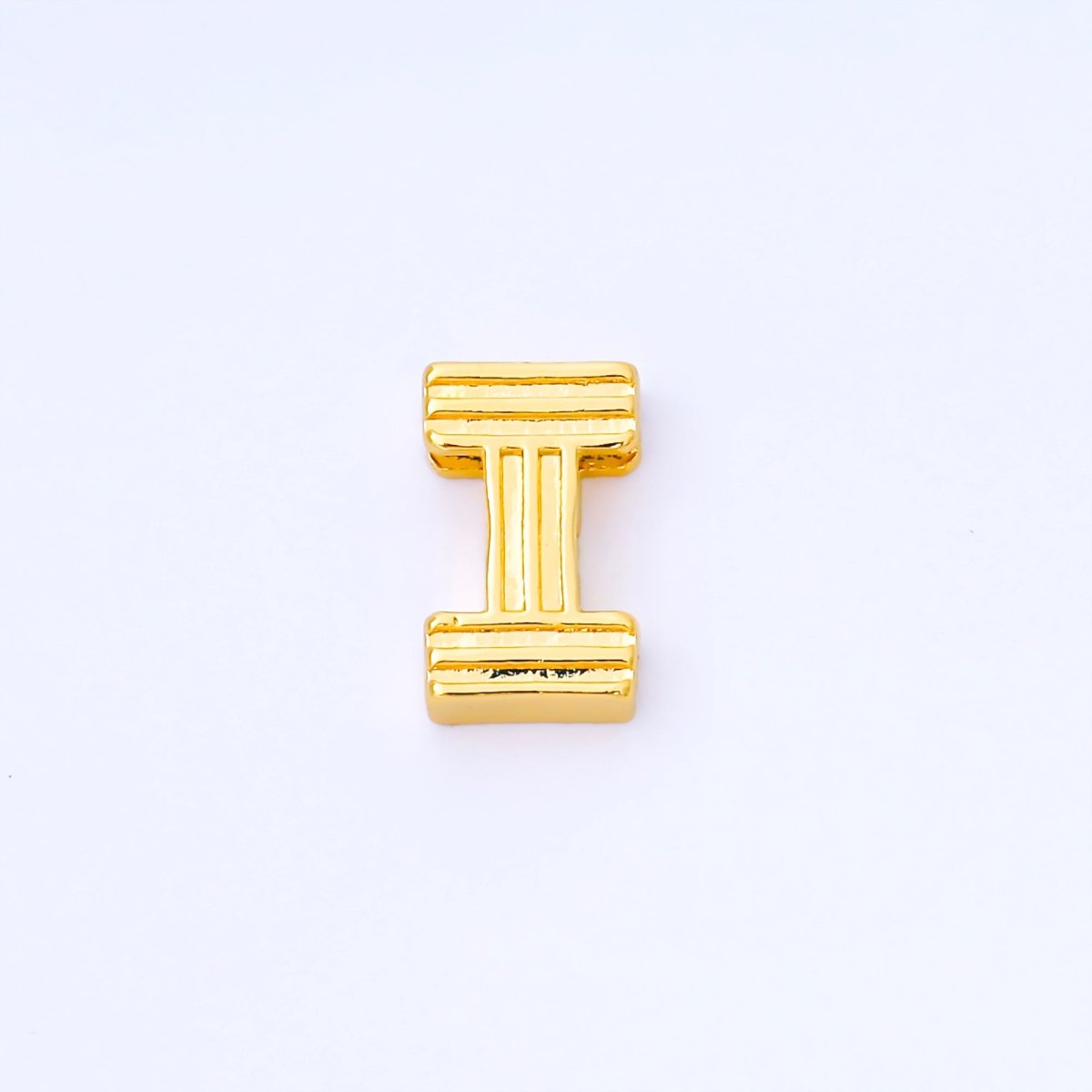 24K Gold Filled 15mm Initial Letter Alphabet Groovy Initial Spacer Bead | AF066 - AF078