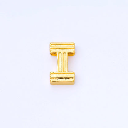 24K Gold Filled 15mm Initial Letter Alphabet Groovy Initial Spacer Bead | AF066 - AF078