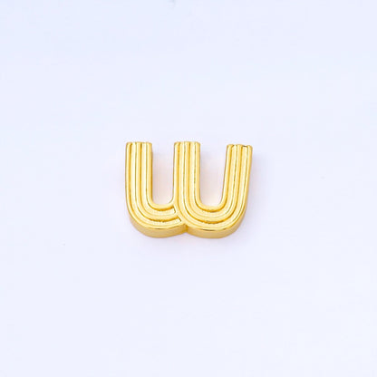 24K Gold Filled 15mm Initial Letter Alphabet Groovy Initial Spacer Bead | AF066 - AF078