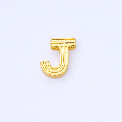 24K Gold Filled 15mm Initial Letter Alphabet Groovy Initial Spacer Bead | AF066 - AF078