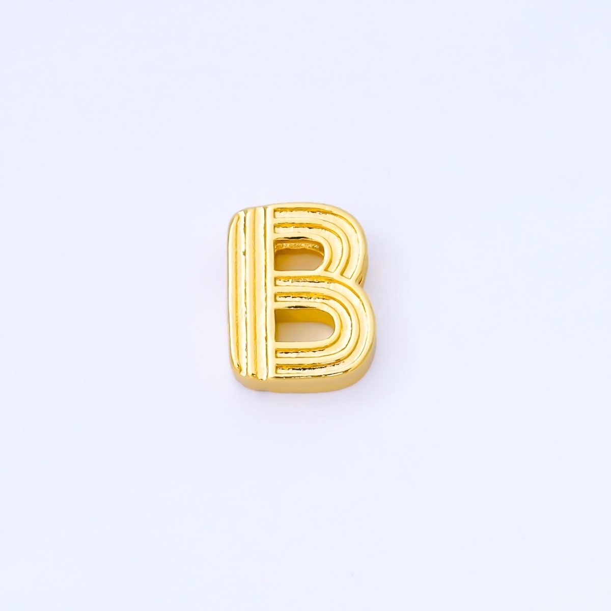 24K Gold Filled 15mm Initial Letter Alphabet Groovy Initial Spacer Bead | AF066 - AF078