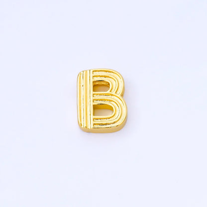 24K Gold Filled 15mm Initial Letter Alphabet Groovy Initial Spacer Bead | AF066 - AF078