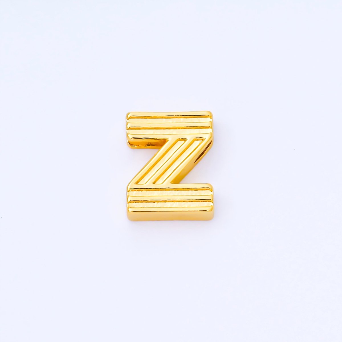 24K Gold Filled 15mm Initial Letter Alphabet Groovy Initial Spacer Bead | AF066 - AF078