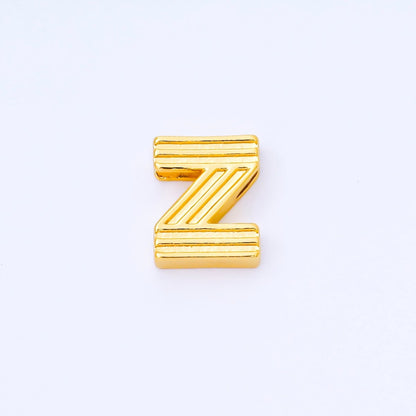 24K Gold Filled 15mm Initial Letter Alphabet Groovy Initial Spacer Bead | AF066 - AF078